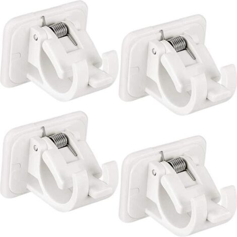 4 pièces supports de support de tige réglables sans clous pour tringle à rideaux suspendue au mur, crochets auto-adhésifs sup 244
