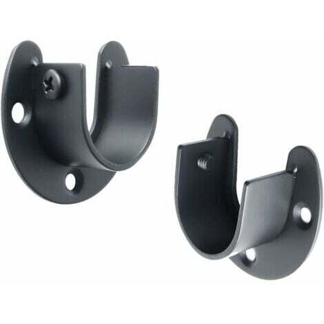 4 pièces supports de tringle à rideau en forme de U embouts de tringle de suspension pour rideaux ou embouts de tringle de placard de garde-robe, acier inoxydable noir mat