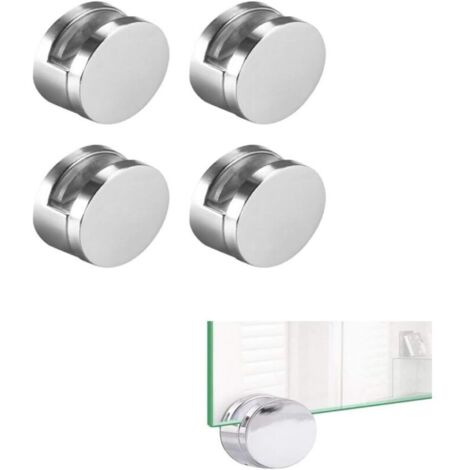 [4 pièces] Supports d'étagère en verre rectangulaires sans cadre réglables Supports de fixation robustes Clips d'étagère