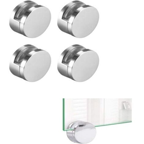 [4 pièces] Supports d'étagère en verre rectangulaires sans cadre réglables Supports de fixation robustes Clips d'étagère