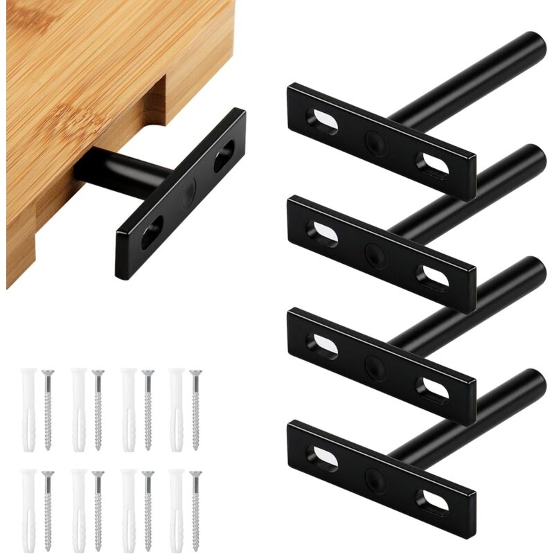 4 Pièces Supports d'étagère Flottants 3 Pouces Support Etagere Invisible, Fixation Invisible étagère Tablette Flottante Support pour le mur Mural