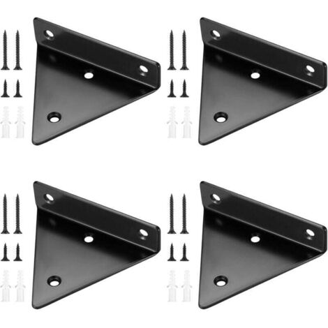 4 Pièces Supports d'étagère Flottants, Supports à Tablettes Muraux Triangulaires Invisibles, Equerre Etagere Murale Métal