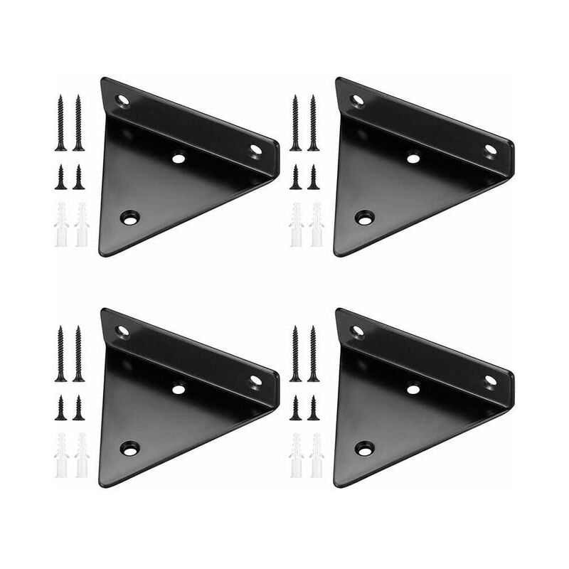 Tonchean - 4 Pièces Supports d'étagère Flottants, Supports à Tablettes Muraux Triangulaires Invisibles, Equerre Etagere Murale Métal pour étagère