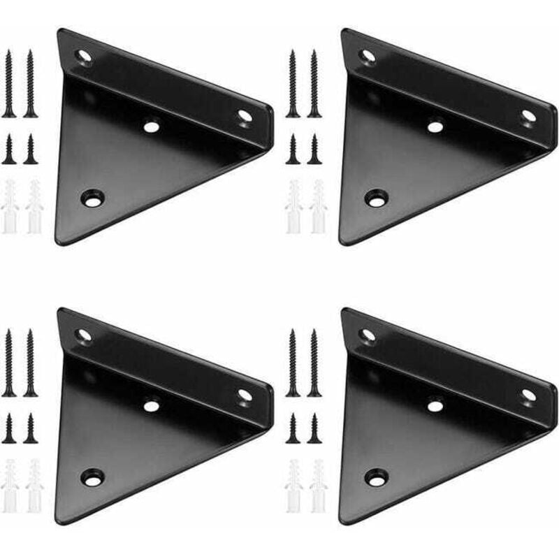 Treetalk - 4 Pièces Supports d'étagère Flottants, Supports à Tablettes Muraux Triangulaires Invisibles, Equerre Etagere Murale Métal pour étagère