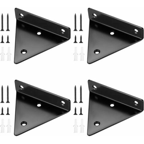 4 Pièces Supports d'étagère Flottants, Supports à Tablettes Muraux Triangulaires Invisibles, Equerre Etagere Murale Métal pour étagère