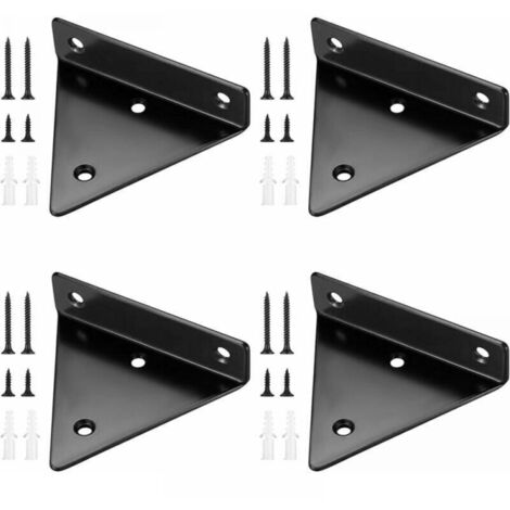 4 Pièces Supports d'étagère Flottants, Supports à Tablettes Muraux Triangulaires Invisibles, Equerre Etagere Murale Métal pour étagère