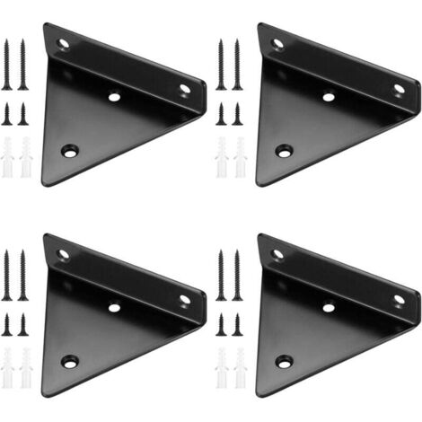 4 Pièces Supports d'étagère Flottants, Supports à Tablettes Muraux Triangulaires Invisibles, Equerre Etagere Murale Métal pour étagère