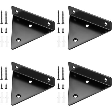 4 Pièces Supports d'étagère Flottants, Supports à Tablettes Muraux Triangulaires Invisibles, Equerre Etagere Murale Métal pour étagère