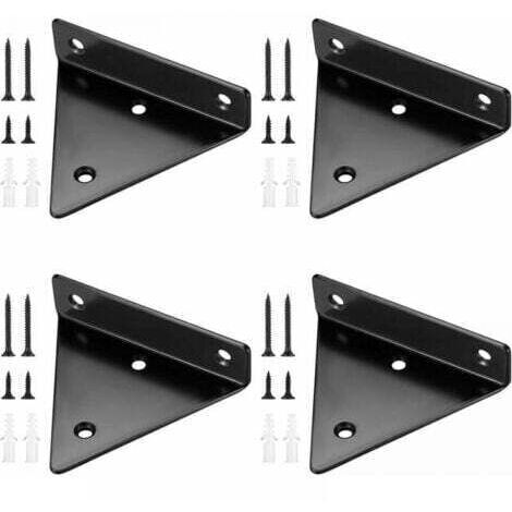 4 Pièces Supports d'étagère Flottants, Supports à Tablettes Muraux Triangulaires Invisibles, Equerre Etagere Murale Métal pour étagère