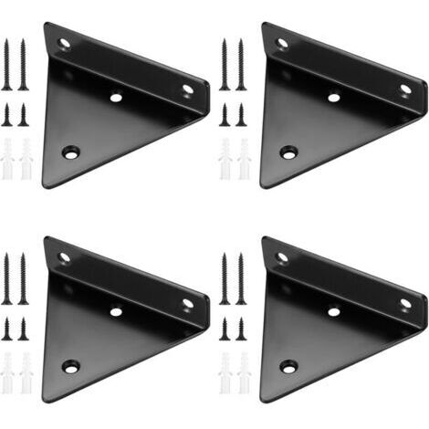 4 Pièces Supports d'étagère Flottants, Supports à Tablettes Muraux Triangulaires Invisibles, Equerre Etagere Murale Métal pour étagère