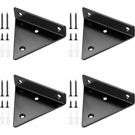 4 Pièces Supports d'étagère Flottants, Supports à Tablettes Muraux Triangulaires Invisibles, Equerre Etagere Murale Métal pour étagère..