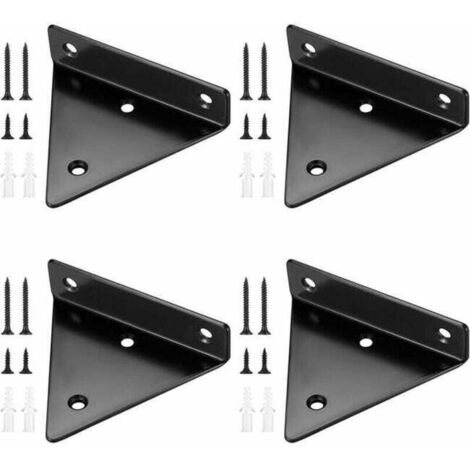 4 Pièces Supports d'étagère Flottants, Supports à Tablettes Muraux Triangulaires Invisibles, Equerre Etagere Murale Métal pour étagère