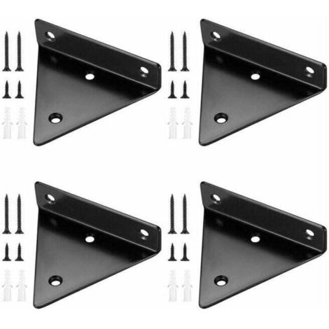 4 Pièces Supports d'étagère Flottants, Supports à Tablettes Muraux Triangulaires Invisibles, Equerre Etagere Murale Métal pour étagère