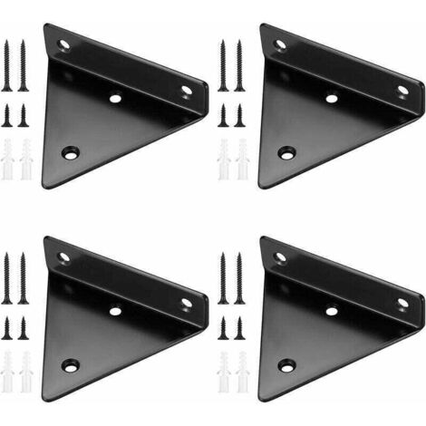 4 Pièces Supports d'étagère Flottants, Supports à Tablettes Muraux Triangulaires Invisibles, Equerre Etagere Murale Métal pour étagère