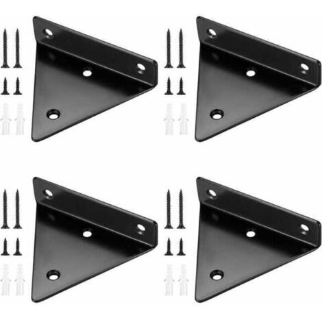 4 Pièces Supports d'étagère Flottants, Supports à Tablettes Muraux Triangulaires Invisibles, Equerre Etagere Murale Métal pour étagère