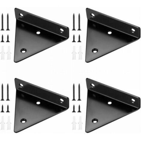 4 Pièces Supports d'étagère Flottants. Supports à Tablettes Muraux Triangulaires Invisibles. Equerre Etagere Murale Métal pour étagère.10x8CM