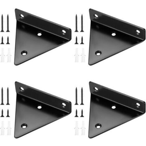 4 Pièces Supports d'étagère Flottants, Supports à Tablettes Muraux Triangulaires Invisibles, Equerre Etagere Murale Métal pour étagère，80100mm