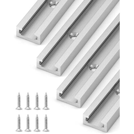 4 Pièces T-Track T-Slot 300 mm en Aluminium, Rail à Onglet en T pour Scie à Table, Défonceuse et Outils de Travail du Bois