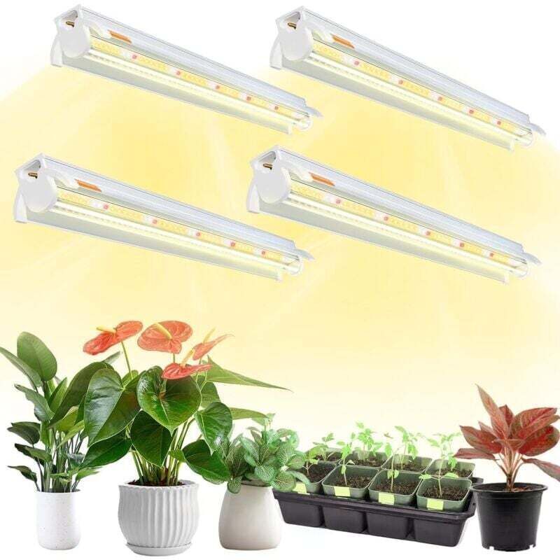 4 pièces T5 Lampe pour plantes, Full Spectrum 42cm lampes LED de culture, lampe pour culture de plantes avec réflecteur/desig