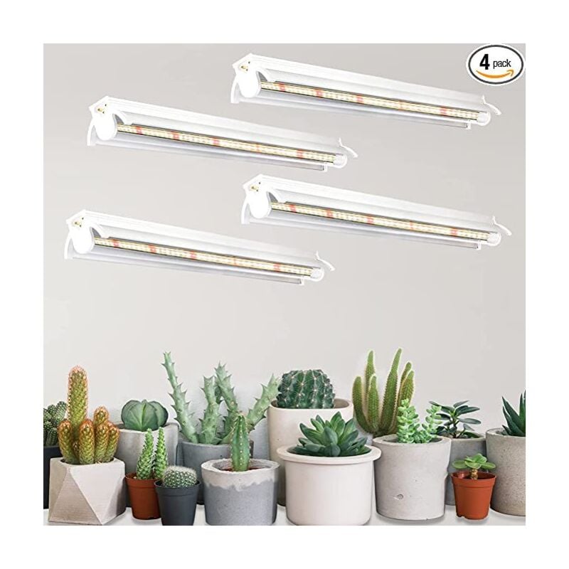 Csparkv - 4 pièces T5 Lampe pour plantes, Full Spectrum 42cm lampes led de culture, lampe pour culture de plantes avec réflecteur/design à chaîne à