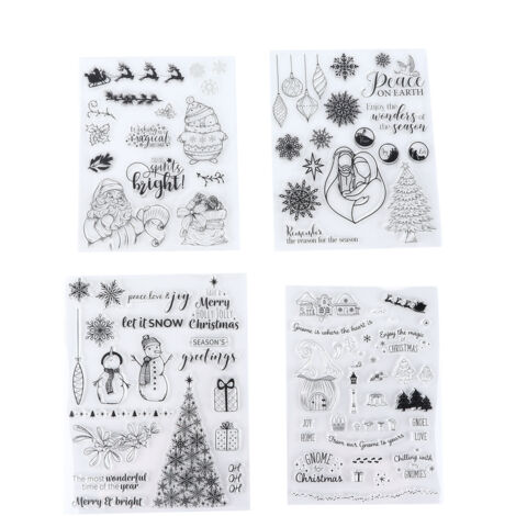 4 pièces Tampons Transparents Noël, Outil de Scrapbooking Résistant et Réutilisable pour Albums Photos et Cadeaux