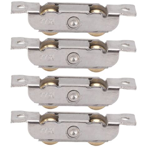 4 Pieces Tandem Sliding Door Roller Assembly Stainless Steel Copper Ball Bearing Roller Door for Glass Door (Concave Wheel)