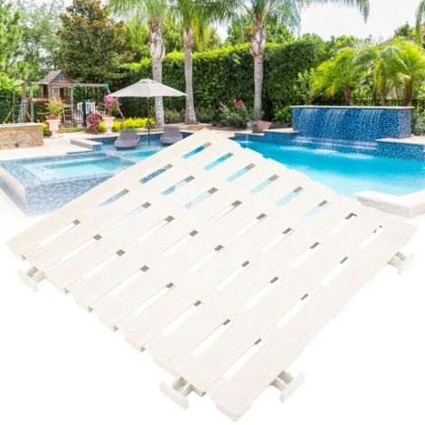 4 Pièces Tapis de Sol PVC Anti-dérapant pour Piscine, Blanc, Accessoires