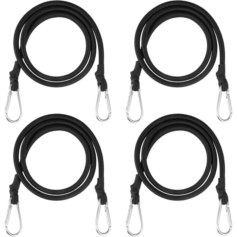 4 Pièces Tendeurs Elastique avec Crochets 100cm, Cordons Élastiques avec Mousqueton, Corde de Bagage élastique Robuste, Sangles Élastiques Crochets