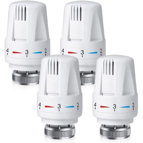 4 pièces tête thermostatique, m30 x 1,5, 5 niveaux de réglage, protection antigel, alliage et plastique, pour maison et bureau