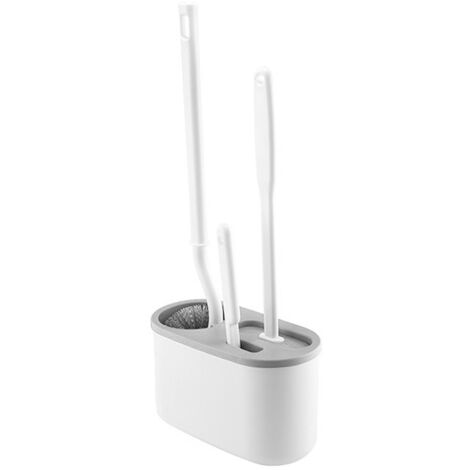 4 Pieces Toilet Bowl Brush Set Punch Free Wall Mounted Toilet Brush Holder with 3 Brush for Bathroom White