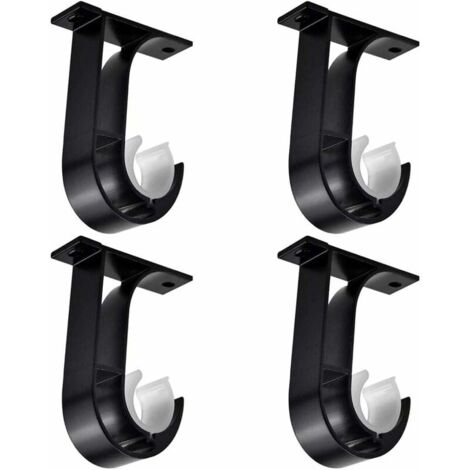 4 Pièces Tringle à Rideau Supports, Support de Poteau de Rideau, Noir Supports pour Barre Rideau, Alliage D'aluminium Support de Rideau, avec 8 Vis, Support pour Tiges de Suspension au Plafond-LIAIKI