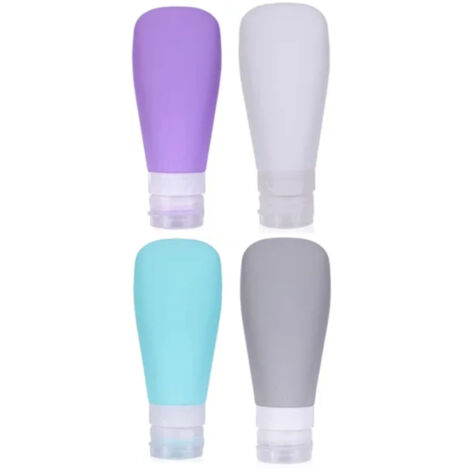 4 pièces Tubes de Voyage en Silicone Souples, Récipients Réutilisables pour Shampoing et Lotion