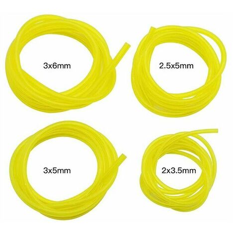 4 Pièces Tuyaux d'Essence Longueur 1 m Universel Tuyau de Conduite de Carburant Outils de Jardin Jaune Transparent pour Souffleur Coupe-bordure Trononneuse Tondeuse à Gazon Accessoires.