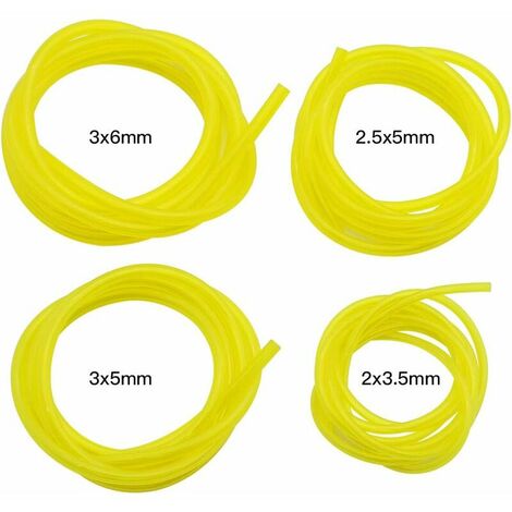 4 Pièces Tuyaux d'Essence Longueur 1.5m Tuyau de Conduite de Carburant Universel Outils de Jardin Jaune Transparent pour Souffleur Tondeuse Tronçonneuse Tondeuse à Gazon Accessoires