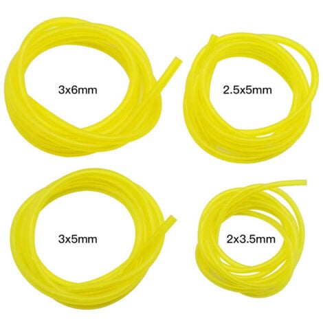 4 Pièces Tuyaux d'Essence Longueur 1.5m Tuyau de Conduite de Carburant Universel Outils de Jardin Jaune Transparent pour Souffleur Tondeuse Tronçonneuse Tondeuse à Gazon Accessoires，OUYLAF