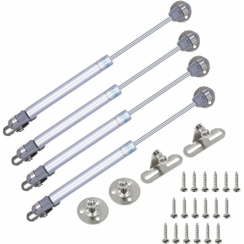 4 pièces Vérins à Gaz Meubles Cuisine Pistons Hydrauliques Meubles de Cuisine Amortisseur Charnière pour Portes Fenêtres Armoire avec Vis (120N /