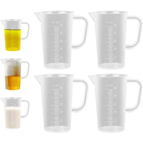 4 Pièces Verres Doseurs en Plastique avec Poignée,100ml Verre Doseur Cuisine Verres Doseurs Transparent Verres Doseurs de Précision Doseur Lessive Liquide,Passe au Lave-Vaisselle