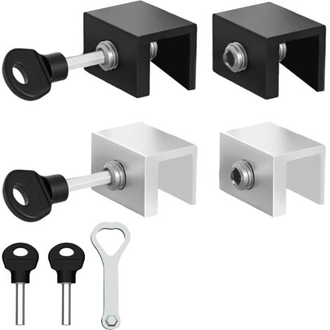 4 Pièces Verrou Baie Coulissante 10mm Verrou Porte Coulissante Verrou pour Porte Coulissante, Serrures de Fenêtre pour Fenêtre Bloque Porte Coulissante avec Clé pour Fenêtre
