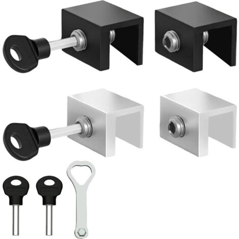 4 Pièces Verrou Baie Coulissante 10mm Verrou Porte Coulissante Verrou pour Porte Coulissante, Serrures de Fenêtre pour Fenêtre Bloque Porte Coulissante avec Clé pour Fenêtre