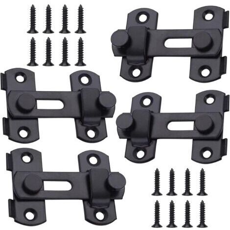 4 Pièces Verrou de Porte Coulissante Interieure, Petite Serrure de Porte Sécurité, Loquet de Porte en Acier Inoxydable, Serrure Porte en Acier Inoxydable Loquet, pour Fenêtre, Jardin et Porte
