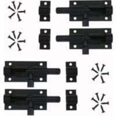 4 Pièces Verrou Targette de Porte, Loquet de Porte à Boulon Loquet Coulissant En Alliage D'aluminium Noir Loquet et Targette Avec Vis, pour Portail de Jardin, Cabanon, Fenêtres, Pièces I
