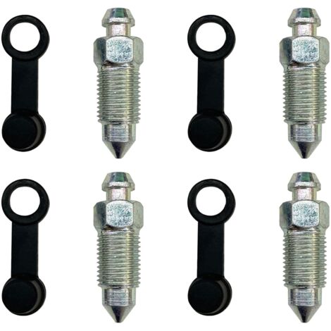 4 Pièces Vis de Purge d'étrier Frein de Moto Vis de Mamelon de Purge M10x1mm avec Capuchon Anti-poussière pour Motos Voitures Pompes de Frein