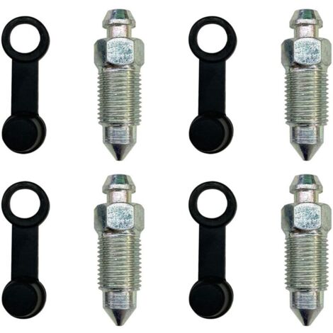 4 Pièces Vis de Purge d'étrier Frein de Moto Vis de Mamelon de Purge M10x1mm avec Capuchon Anti-poussière pour Motos Voitures Pompes de Frein