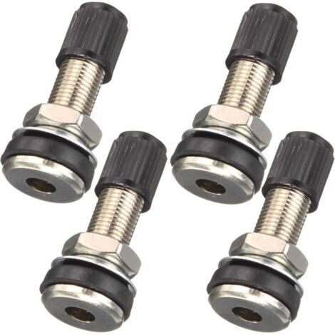 4 pièces Voiture Moto Pneu Valve Tubeless Potence en métal avec Capuchon Anti-poussière, Valves De Jante Universelles, Poussière Tige De Valve De Roue sans Chambre à Air De Voiture