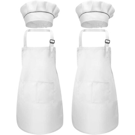 Cute Children Baking Gingham Aprons with Adjustable Neck Strap and Pockets for Boys and girls Cooking Baking Painting Gardening Aprons in 2 Sizes Kids Apron and Chef Hat Set Red Gingham, Large 