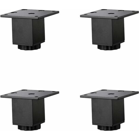 4 Pièces(5cm/2in) Pieds de Meubles en Alliage D'aluminium Réglables en Hauteur,Pieds de Table Basse de Canapé,Pieds D'armoire de Salle de Bain de Lavabo,5-40cm,Noir Mat,avec Vis