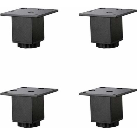 4 Pièces(5cm/2in) Pieds de Meubles en Alliage D'aluminium Réglables en Hauteur,Pieds de Table Basse de Canapé,Pieds D'armoire de Salle de Bain de Lavabo,5-40cm,Noir Mat,avec Vis