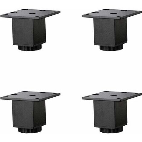 4 Pièces(5cm/2in) Pieds de Meubles en Alliage D'aluminium Réglables en Hauteur,Pieds de Table Basse de Canapé,Pieds D'armoire de Salle de Bain de Lavabo,5-40cm,Noir Mat,avec Vis