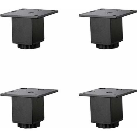 4 Pièces(5cm/2in) Pieds de Meubles en Alliage D'aluminium Réglables en Hauteur,Pieds de Table Basse de Canapé,Pieds D'armoire de Salle de Bain de Lavabo,5-40cm,Noir Mat,avec Vis-Crezuo