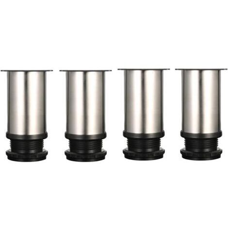 4 piedini regolabili, altezza 8 cm, piedini per mobili, piedini per tavoli, piedini per mobili, acciaio inossidabile spazzolato, altezza regolabile 0-15 mm, forniti con viti in acciaio inossidabile